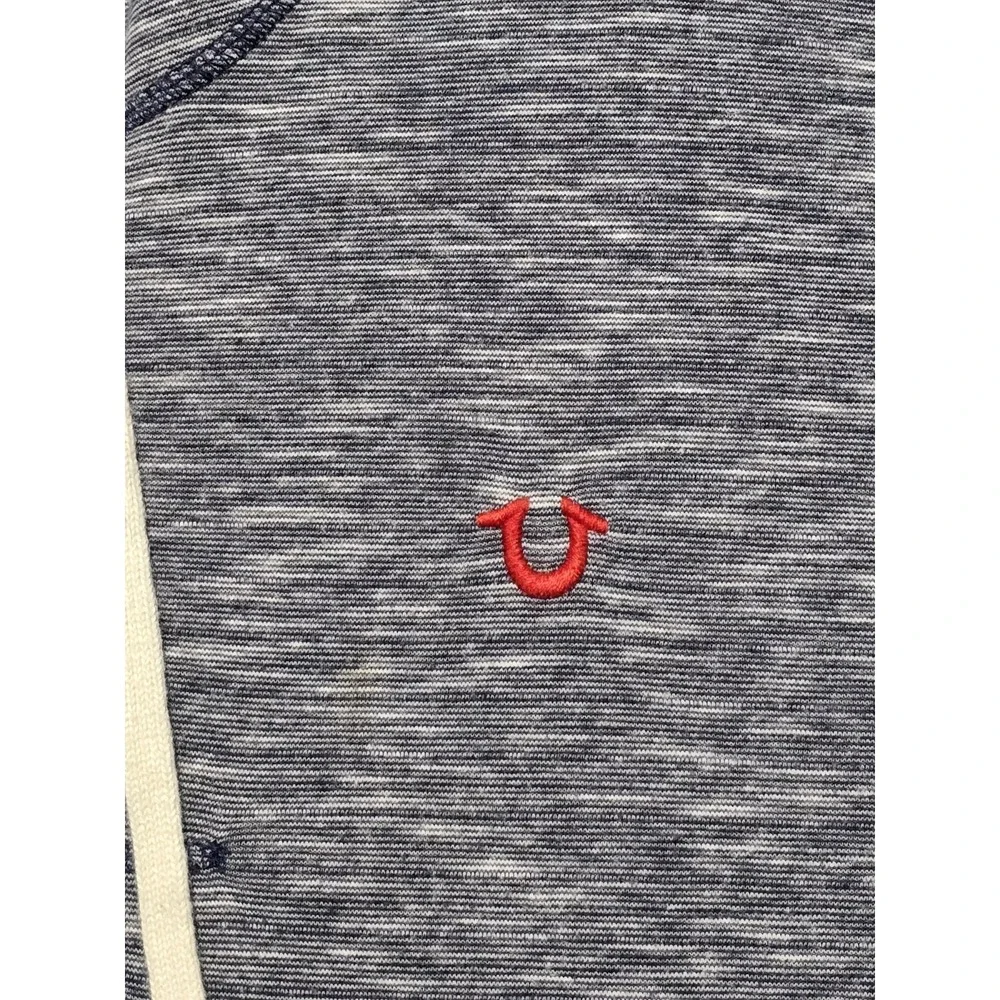 True Religion Heathered‎ Blue Henley Hoodie Jacket Mens Large Lightweight EUC